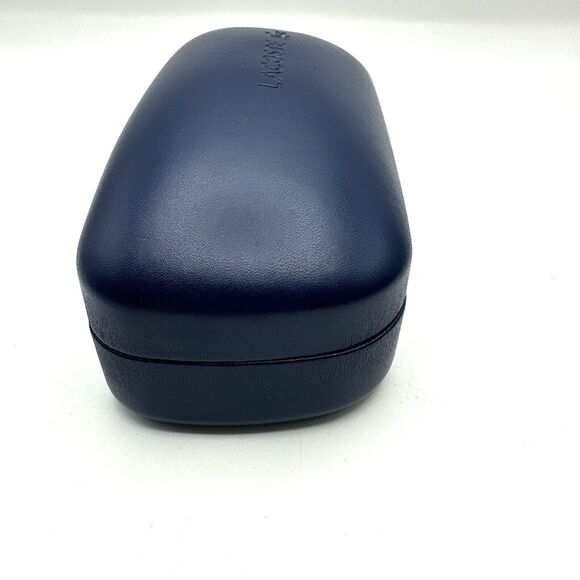 LACOSTE Dark Navy Smooth Faux Leather Clamshell Eye Glass Case - Picture 5 of 12